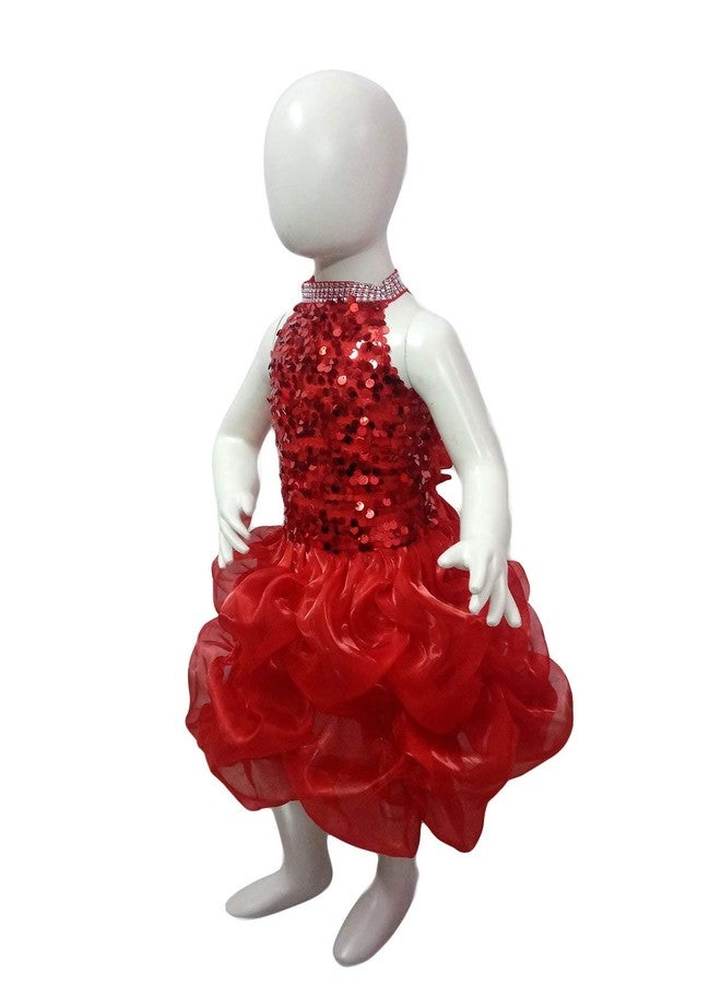 BookMyCostume Red Balloon Frock Western Dance Costume Dress for Girls - Premium 8-10 years,Polyester - Image 4
